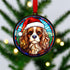 Cavalier King Charles Spaniel in Santa Hat Suncatcher Decoration